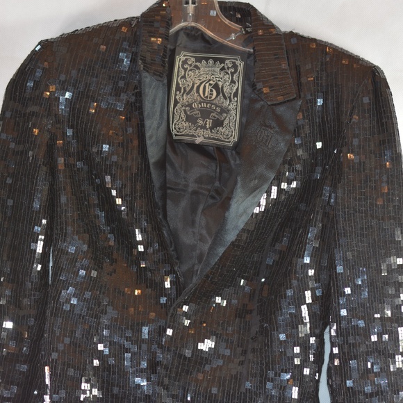 guess Black Sequin Jacket SZ S/P - Picture 5 of 9